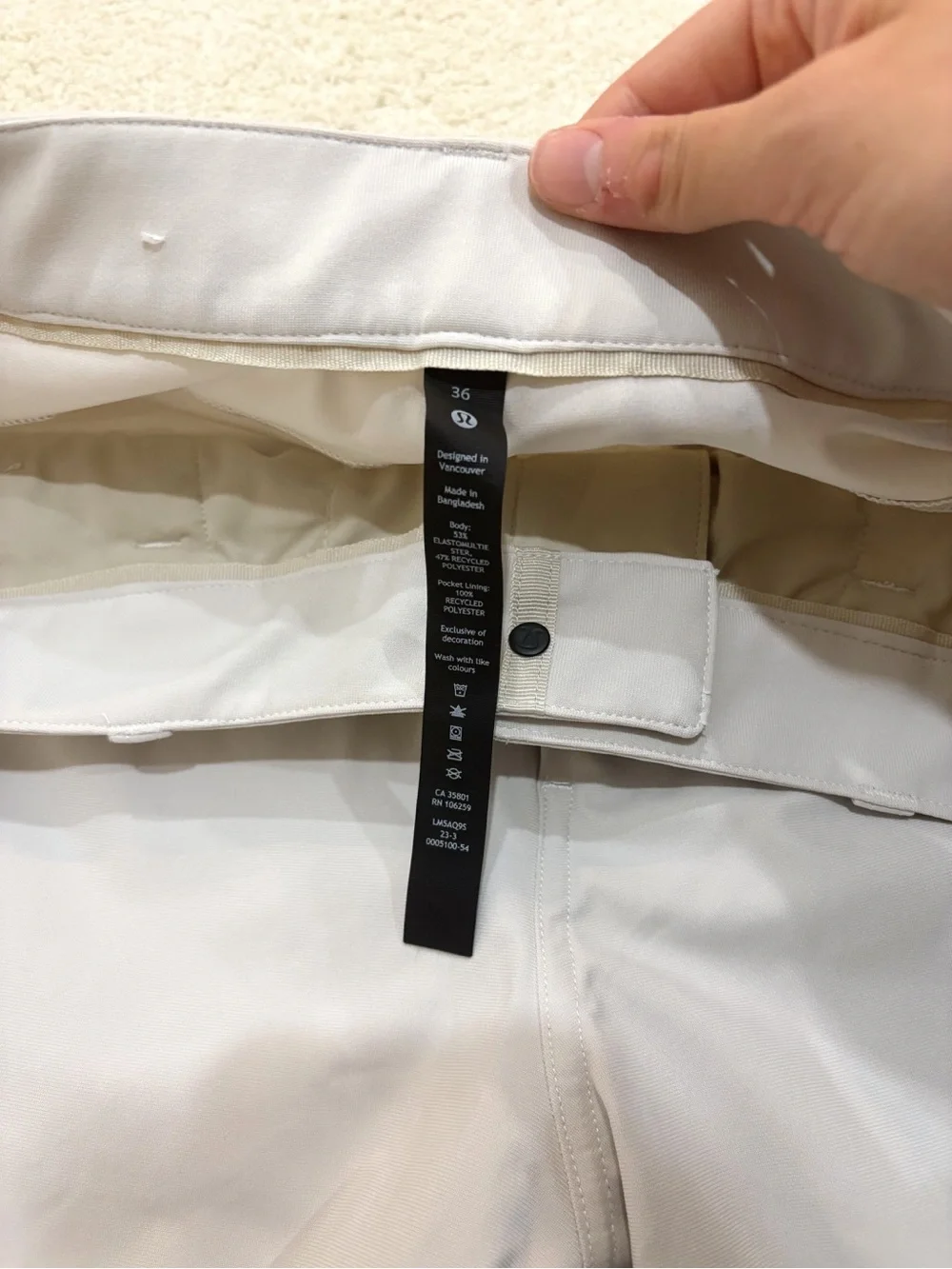 Lululemon Men’s ABC Classic-Fit Pant Warpstreme- Bone 36x32”
